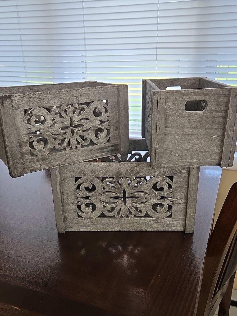 Gray Decorative Wooden Storage Crates - Set of 3